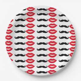 Señor y Señora Bigote y Labios Platos de Papel par