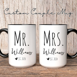 Señor y señora taza, Taza de pareja personalizada,