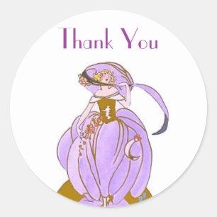 SEÑORA ART DÉCO PEGATINA CLÁSICA REDONDA