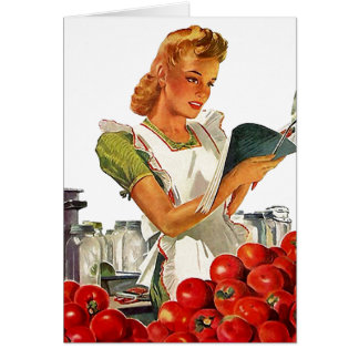 Señora bonita de enlatado casera tarjetas en