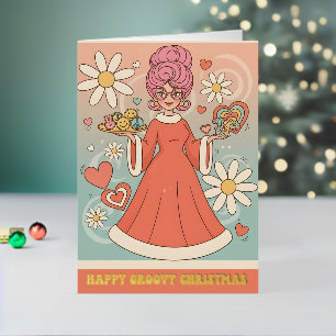 Señora Claus Retro Groovy Feliz Navidad