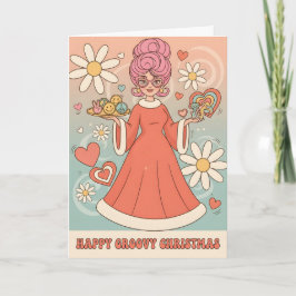 Señora Claus Retro Groovy Feliz Navidad