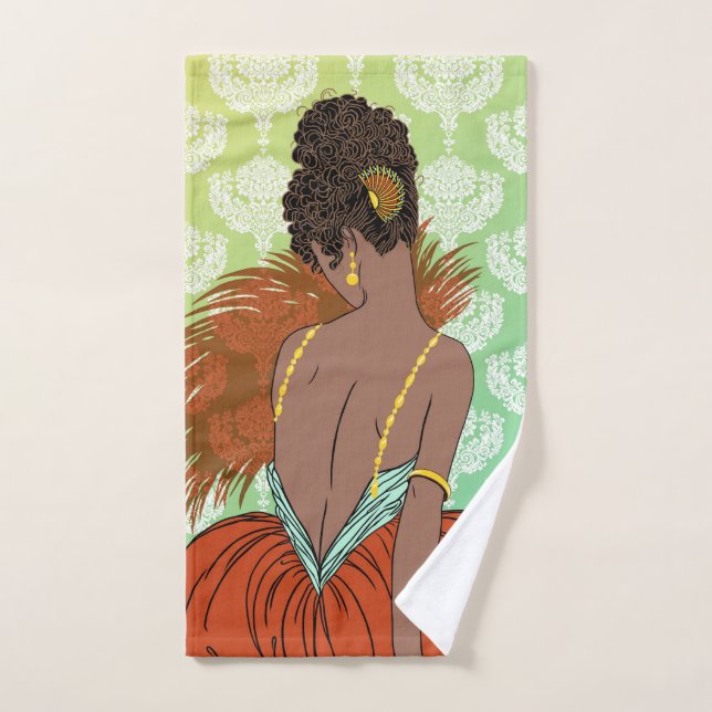 Señora con damasco - BIANCA del art déco: Verano (Toalla de mano)