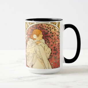 Señora de Alfonso Mucha de la taza de Camelias