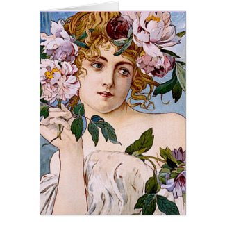Señora de Art Nouveau con flores