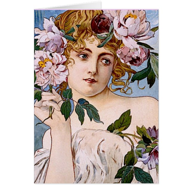 Señora de Art Nouveau con flores (Frente)