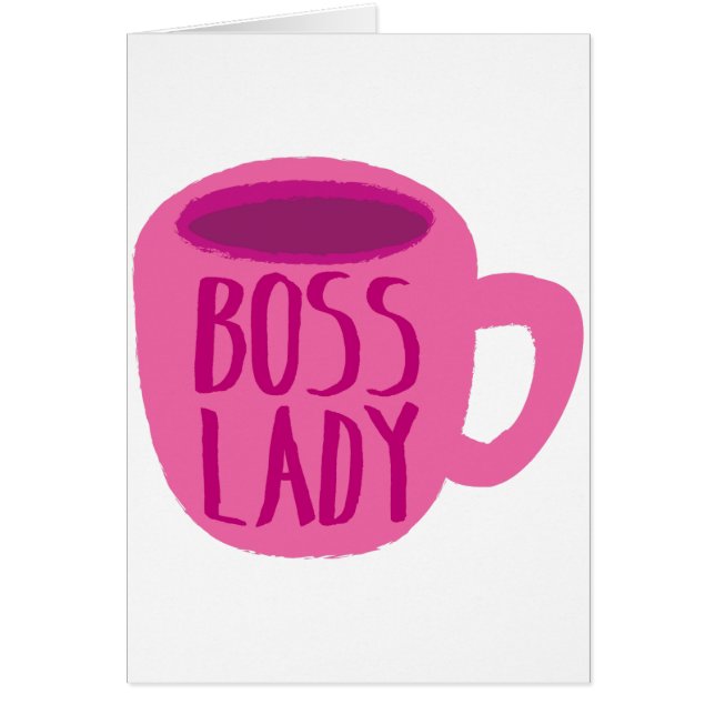 Señora de BOSS con una taza de café rosada (Frente)
