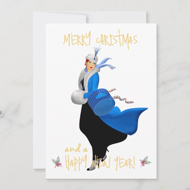 Señora de la Navidad Vieja Feliz Saludo de Navidad (Anverso)