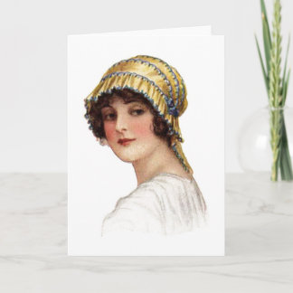 Señora de la Vintage con tarjeta Bonnet