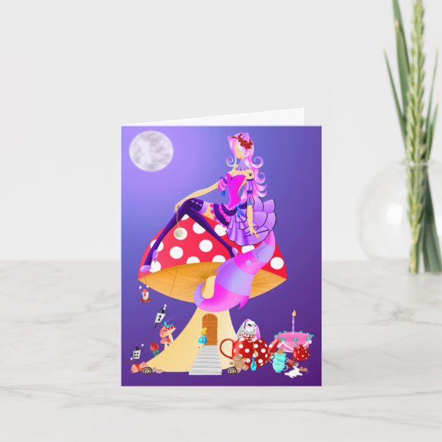 Señora de los gatos en tarjeta de felicitaciones M (Anverso)