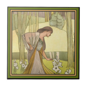 Señora del ~ de Nouveau del arte y teja de los
