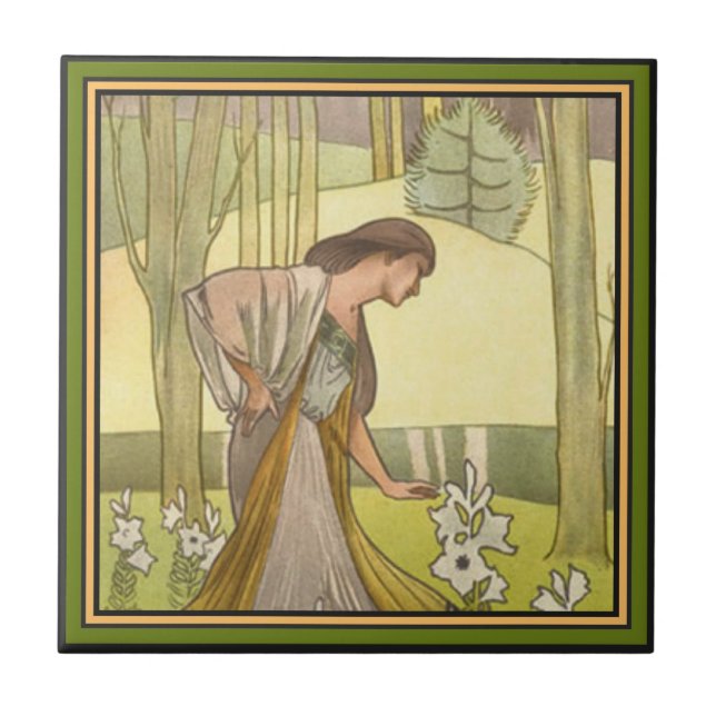 Señora del ~ de Nouveau del arte y teja de los (Frente)