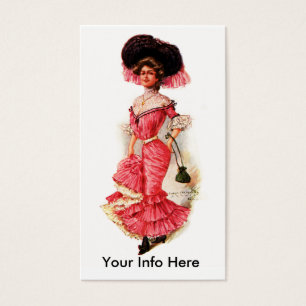 Señora del Victorian en vestido rosado