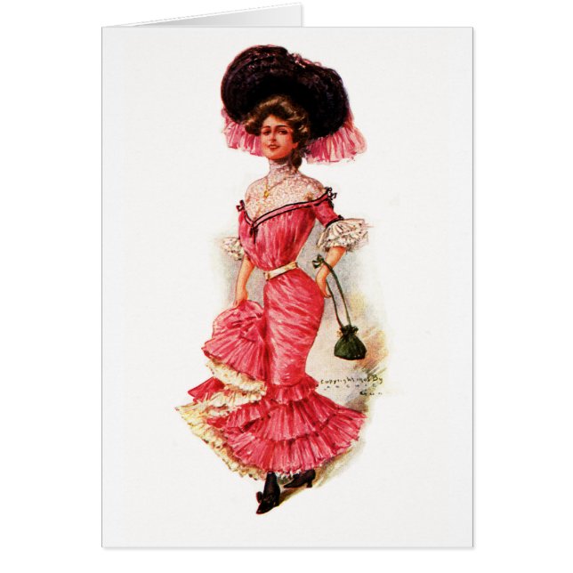 Señora del Victorian en vestido rosado (Frente)