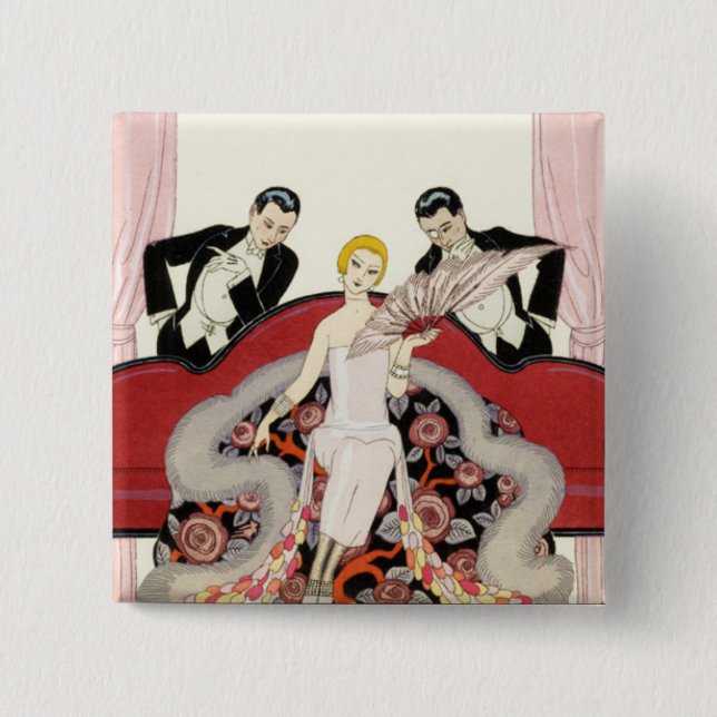 Señora elegante en botón del art déco de París (Anverso)