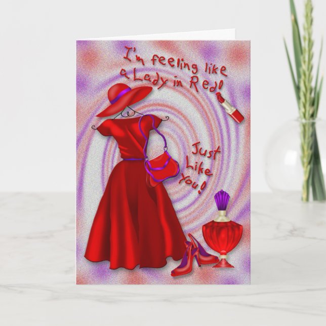 Señora en tarjeta de cumpleaños roja (Anverso)