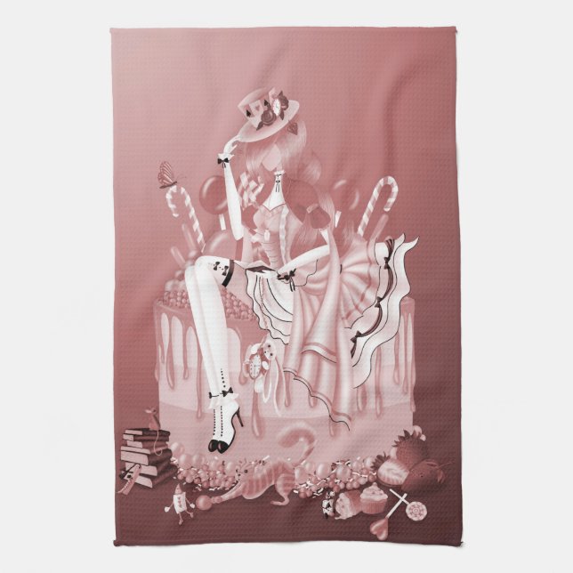 Señora en toalla de té para pasteles de cumpleaños (Vertical)