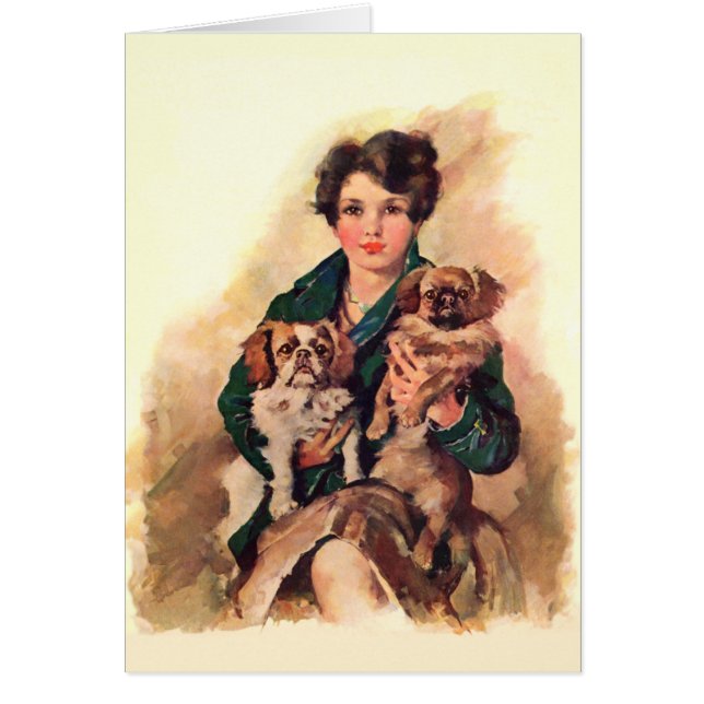 Señora Hermosa con Pekinés (Frente)