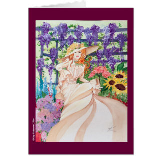 Señora hermosa del victorian en su jardín