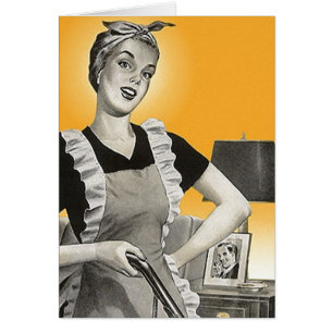 Señora Housecleaning Cards del ama de casa retra
