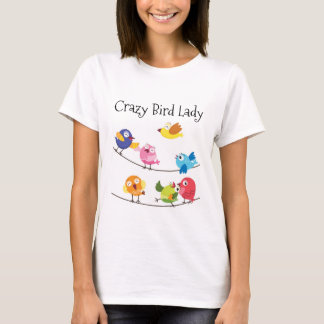 Señora loca camiseta del pájaro