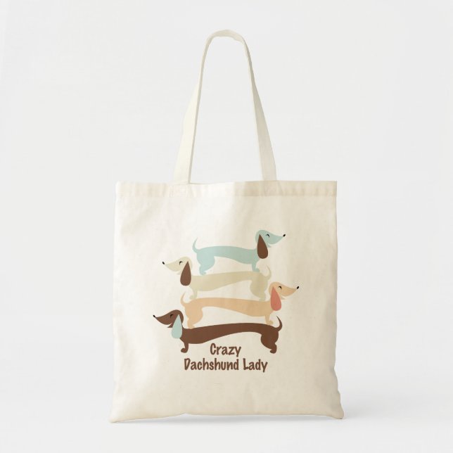 Señora loca la bolsa de asas del Dachshund (Frente)