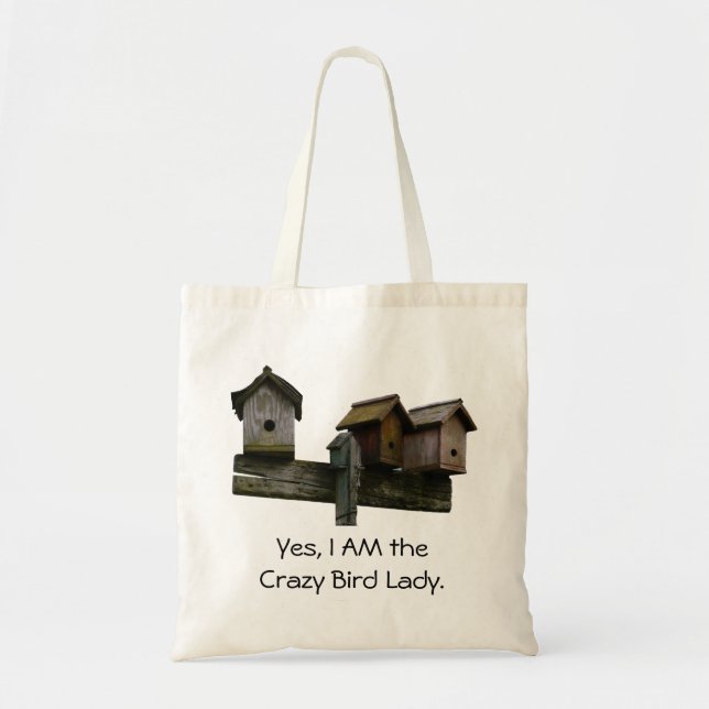 Señora loca la bolsa de asas del pájaro (Frente)