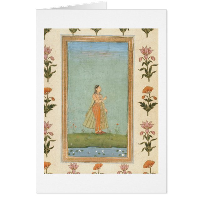 Señora que sostiene una flor, haciendo una pausa (Frente)