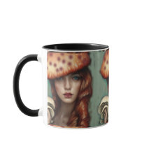 señora retro taza de café y té de hongo divertido