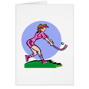 Señora rosada del hockey hierba