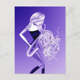 Señora Saxofonista Postal Azul