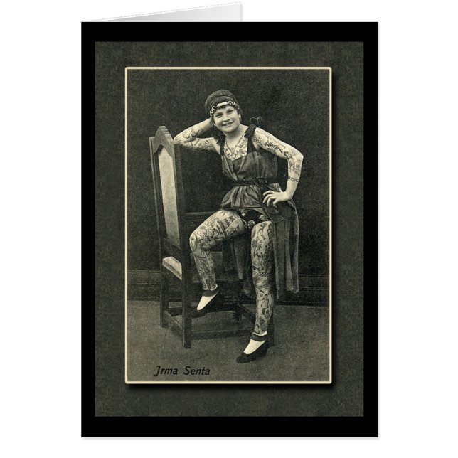Señora tatuada vintage Card o postal (Frente)