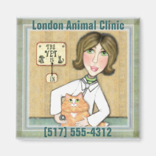 Señora Veterinarian y imán del refrigerador del