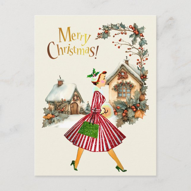 Señora vintage de Navidad de 1950   (Anverso)