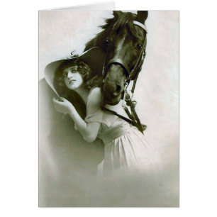 Señora y caballo del vintage