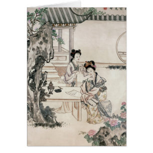 Señoras chinas en un jardín