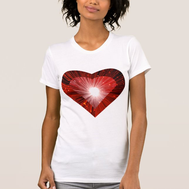 Señoras de corazón rojo menuda camiseta blanca (Anverso)