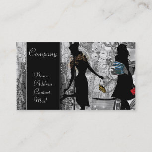 Señoras de Vitage de la moda en tarjeta gris