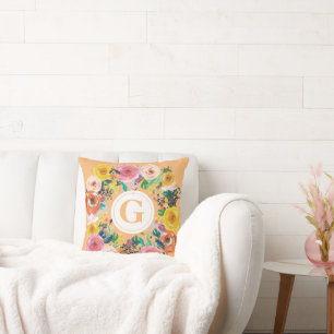 Señoras Letra femenina floral almohada cuchicheón 