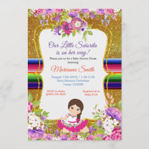 Senorita floral de la invitación de la fiesta de