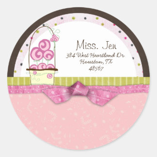 Señorita. Jen Basket Mailing Label Pegatinas