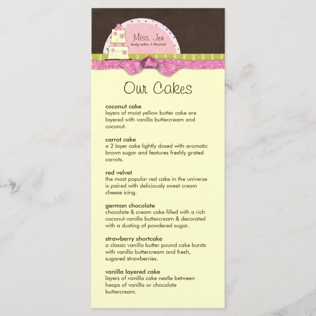 Señorita. Jen Menu Rack Cards (Anverso)
