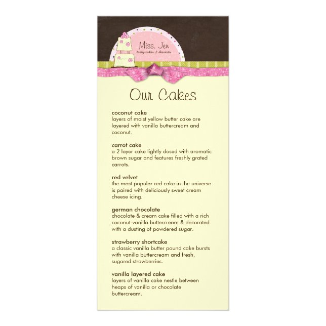 Señorita. Jen Menu Rack Cards (Frente)