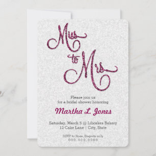 Señorita Sra. Bridal ducha invitación purpurina ro