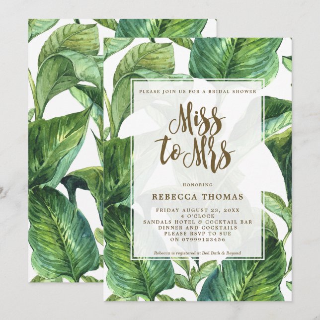 Señorita Tropical para la invitación a la señora d (Anverso / Reverso)