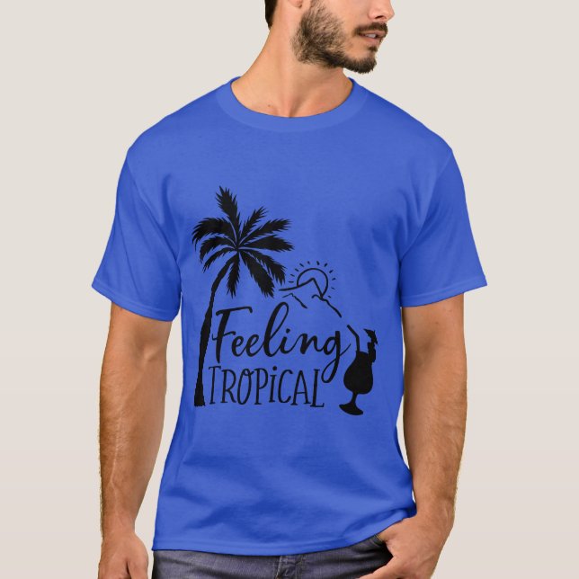 Sensación de camiseta tropical básica oscura (Anverso)