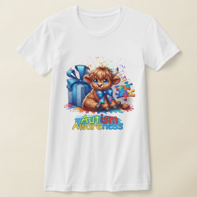 Sensibilización sobre autismo camiseta de vaca Hig (Distribución)