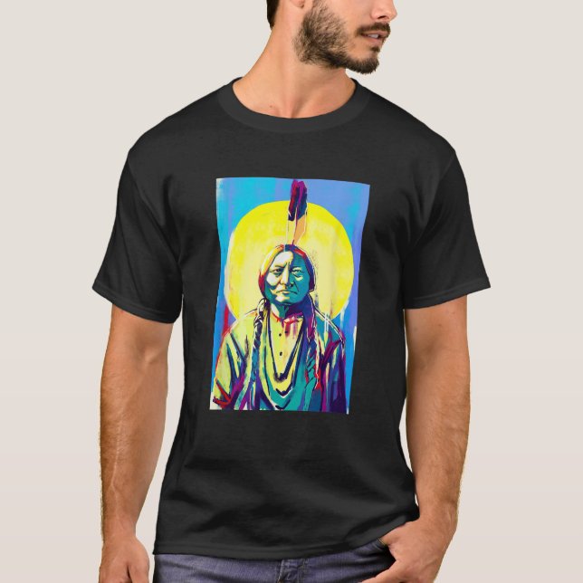 Sentando el toro nativo americano en camiseta (Anverso)