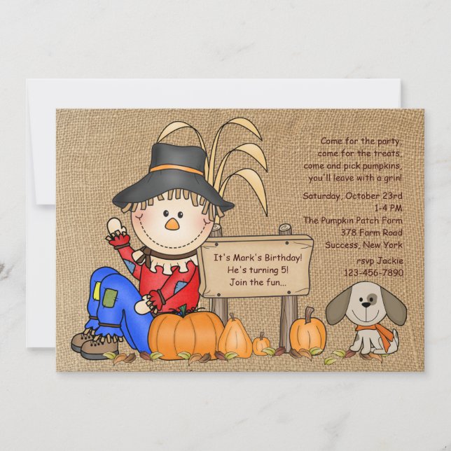 Sentando invitación de espantapájaros (Anverso)