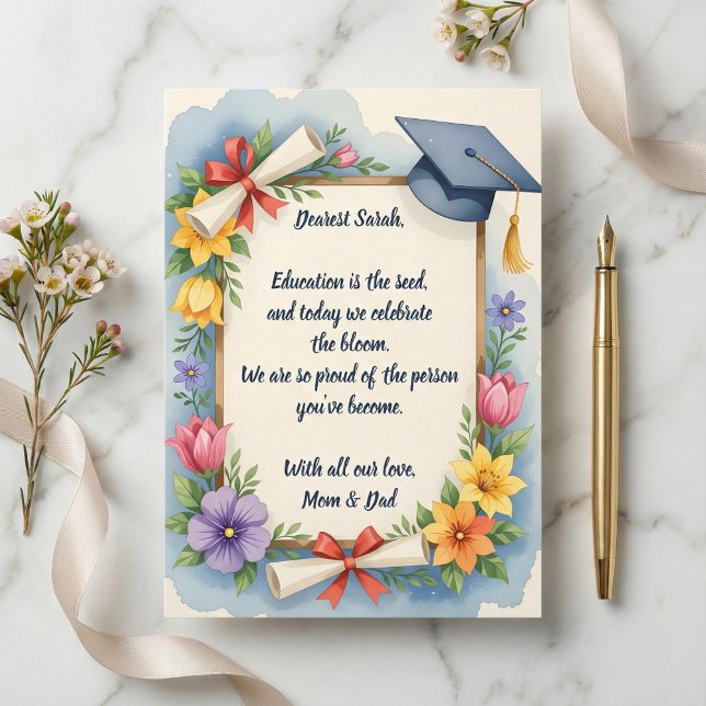 Sentimental Floral Watercolor Poem Graduation Card (Subido por el creador)